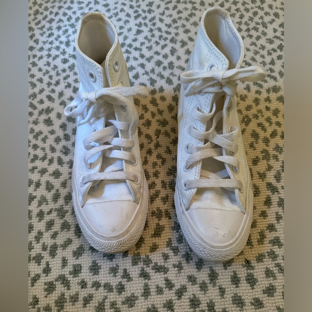 Converse all white high tops